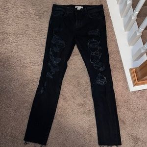 alice and olivia black ripped skinny jeans